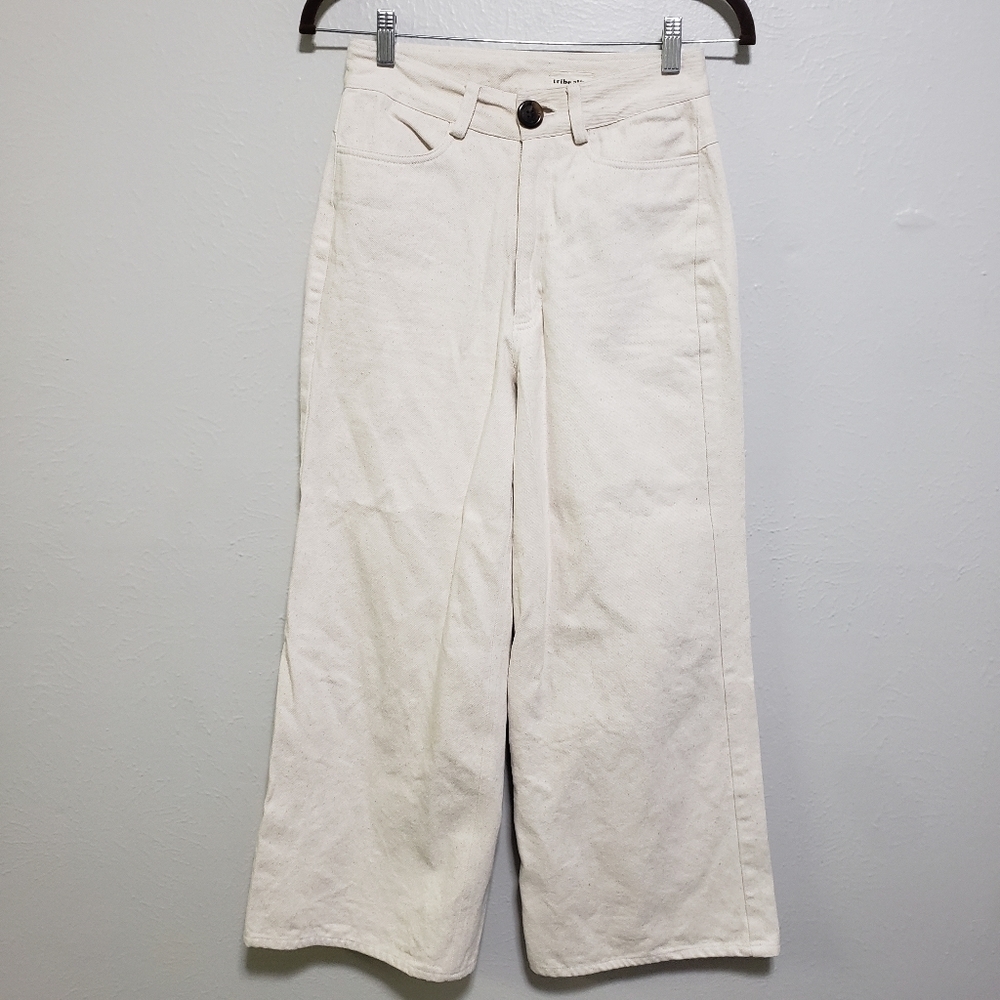 Tribe Alive Cream Wide Leg Jeans - Picture 3 of 15